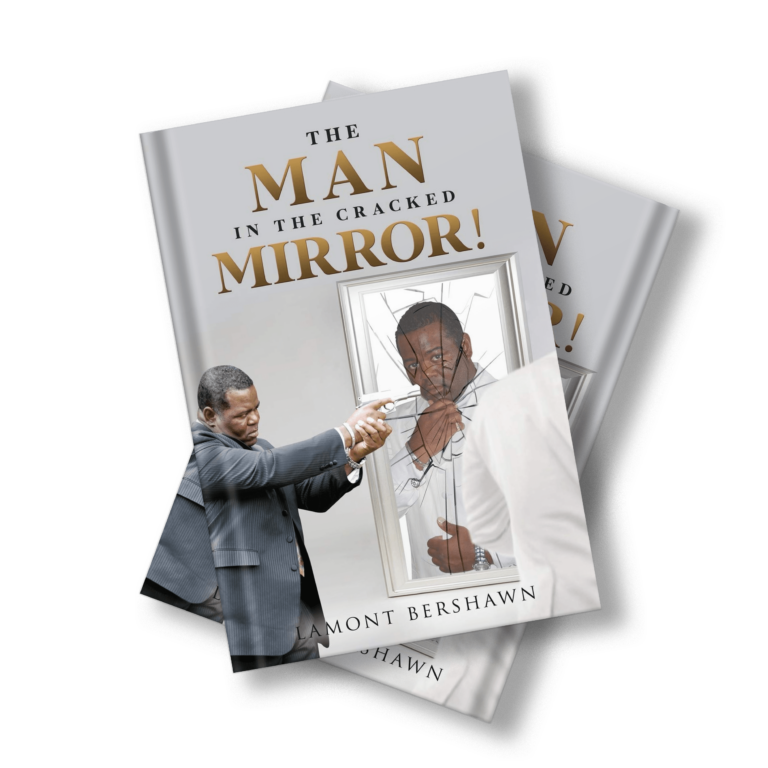 A book cover featuring a man looking at his reflection in a mirror, with a mysterious and intriguing design.